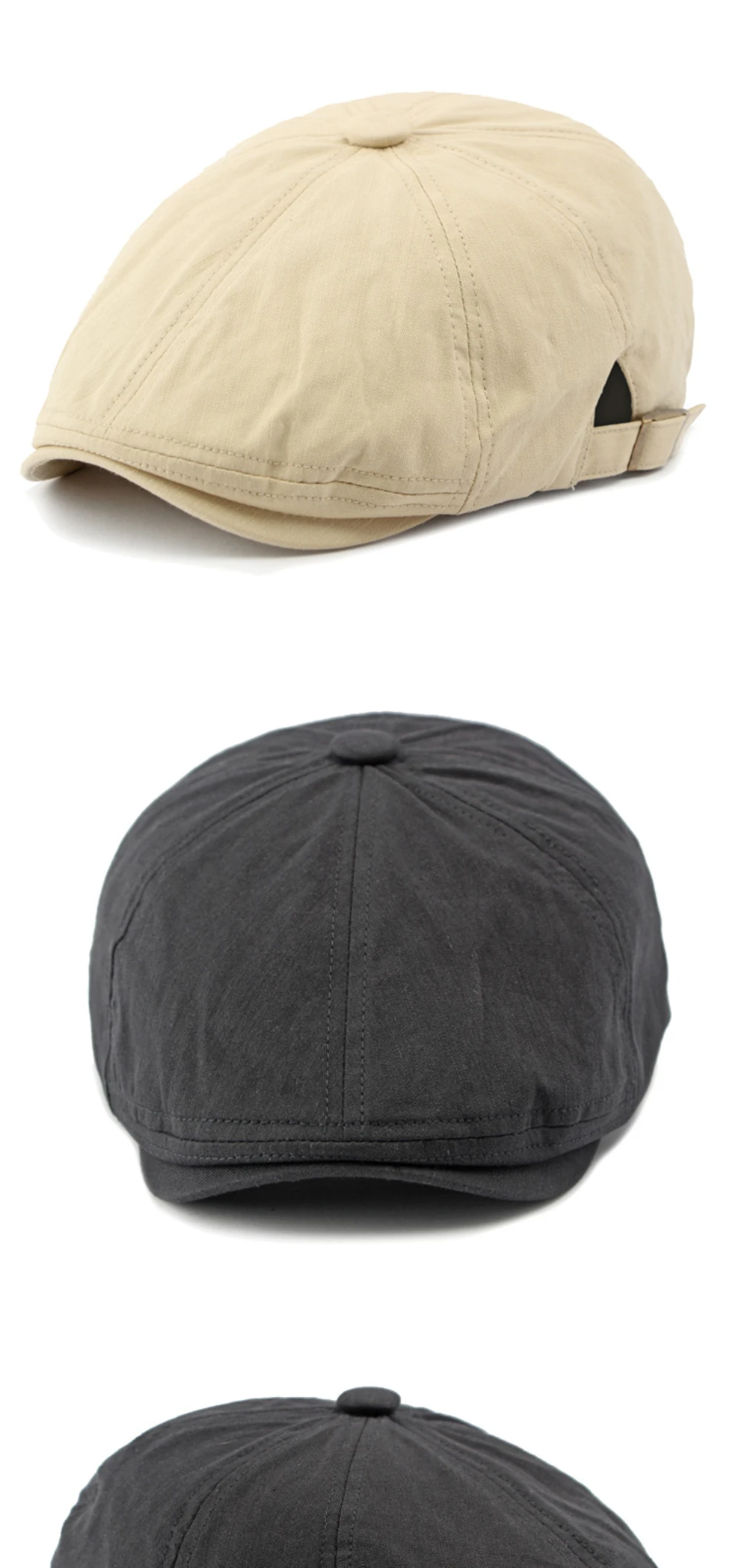 HT4384 Baskenmützen für Herren und Damen, Retro-Künstlermütze, Verstellbare Einfarbige Ivy-Flat-Oktagonale Kappe, Baumwoll-Baskenmützen für Männer und Frauen – Detail 9