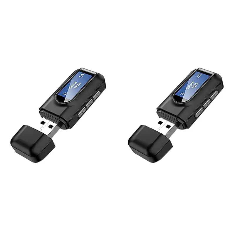 ABSQ-2X Bluetooth 5.0 Transmitter Receiver For TV 2 In 1 USB Wireless Audio Adapter With LCD Display For Car Audio TV PC