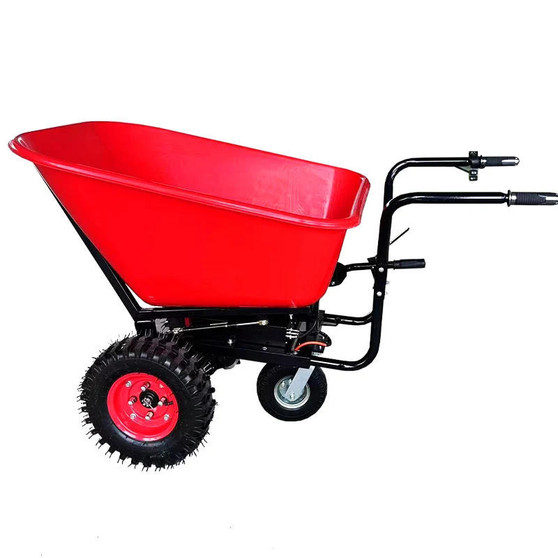 

Electric Wheelbarrow Utility Cart 24V DC with 500lbs Max Load Barrel Dump Feature for Material And Debris Hauling