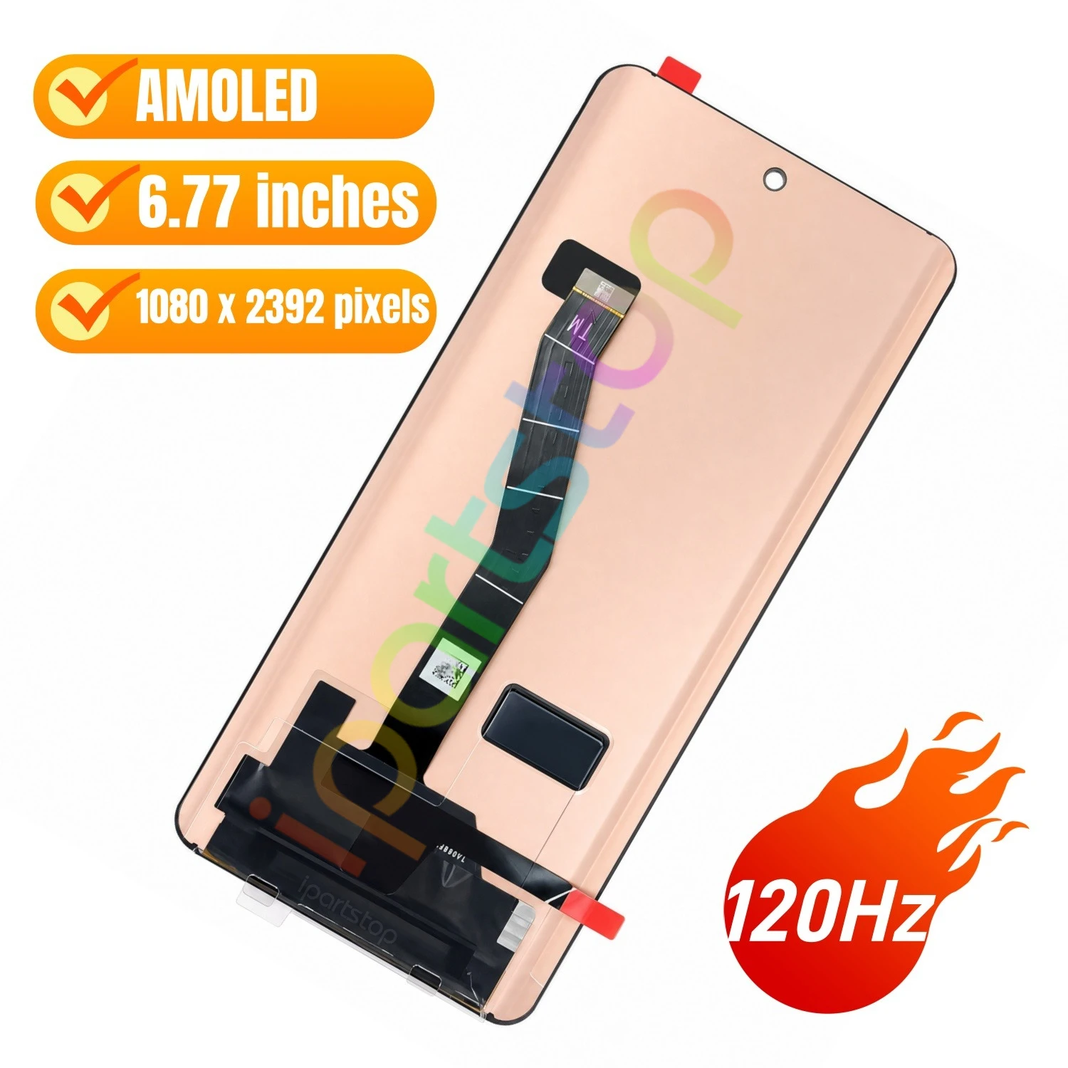 iParts Replacement Display for Xiaomi Redmi Note 15 4G 2510DRA23E 2510DRA23G 120Hz AMOLED Touch Screen with Frame Assembly OEM