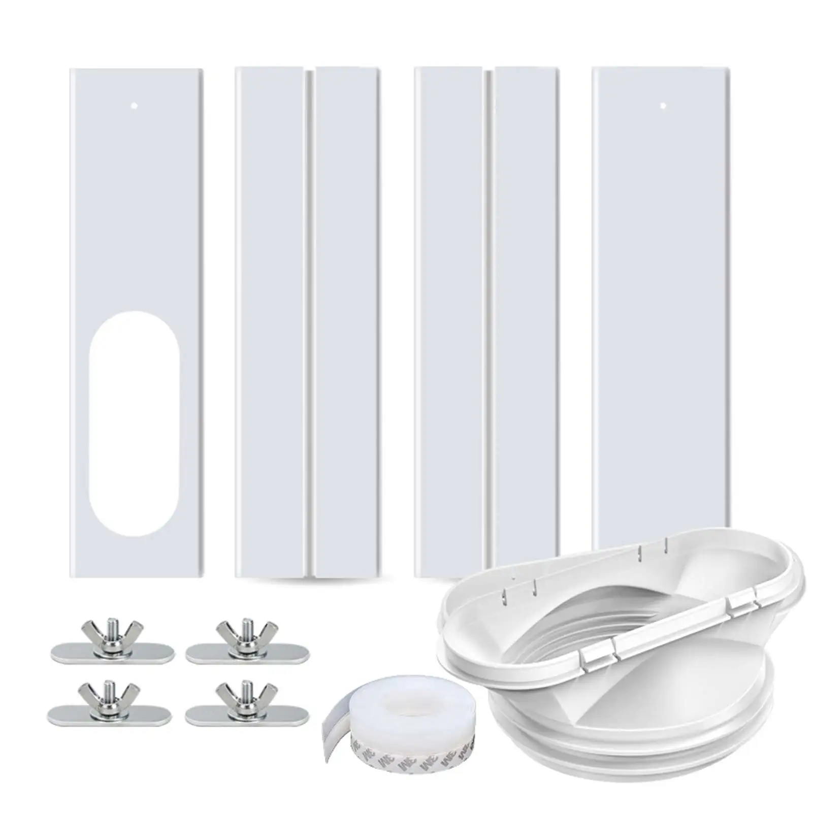 Adjustable Portable Air Conditioner Window Kit Retractable Slide Plate Tube Connector Wind Shield Adaptor AC Window Vent Kit