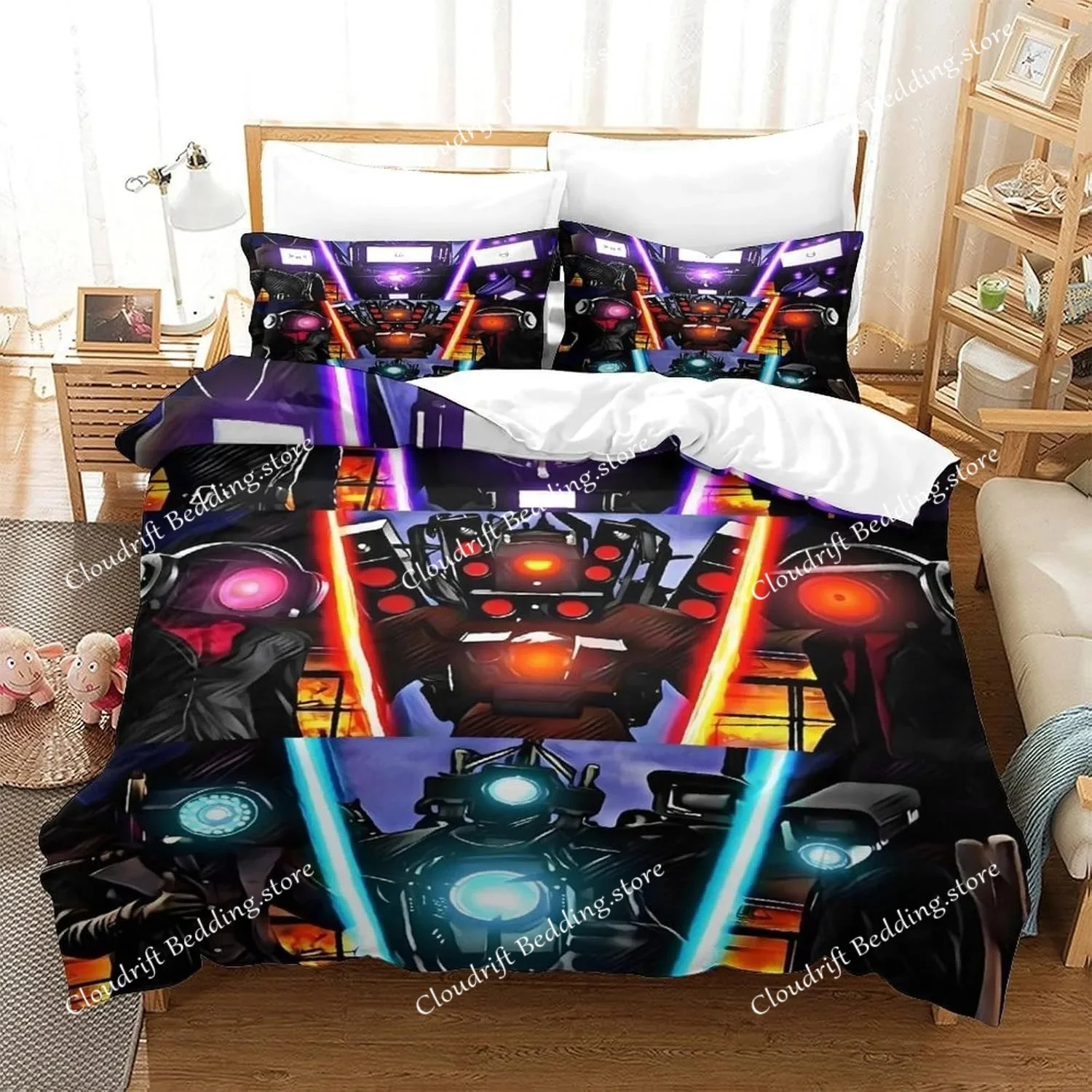Game Skibidi Toilet Arale Duvet Cover Pillowcase Bedding Set Boys Girls Bedroom Decoration Children Gift Single Double King Size