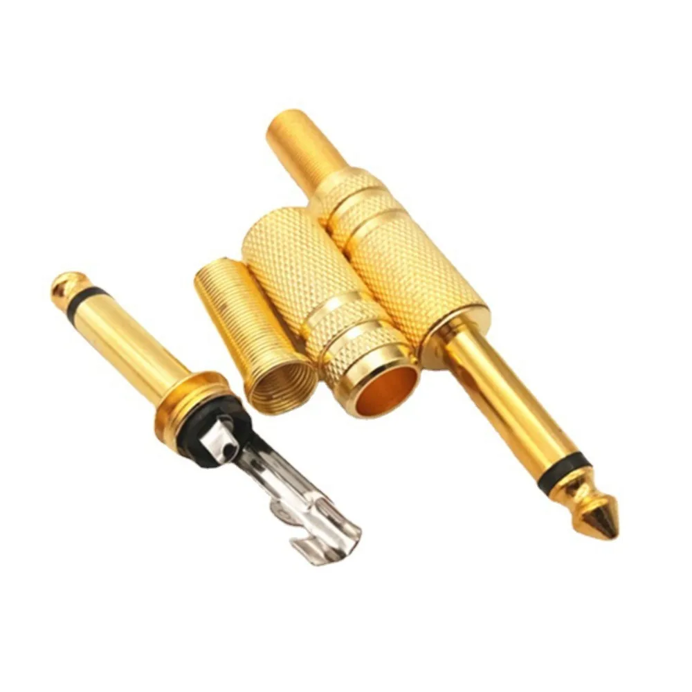 1/4 Inch 6.35mm/6.5mm Mono Stereo Audio Plug Gold Plated Metal 2Pole 3Pole Jack Connector For Guitar Amplifier KTV Microphone