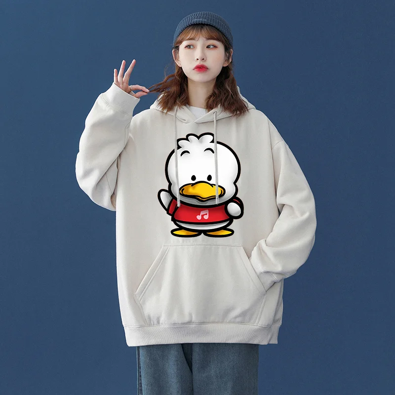 

Sanrio Ahiruno Pekkle Men's and Women's Hoodie Casual Street Clothing Long sleeved Sweatshirt Boys and Girls Autumn Top Coat