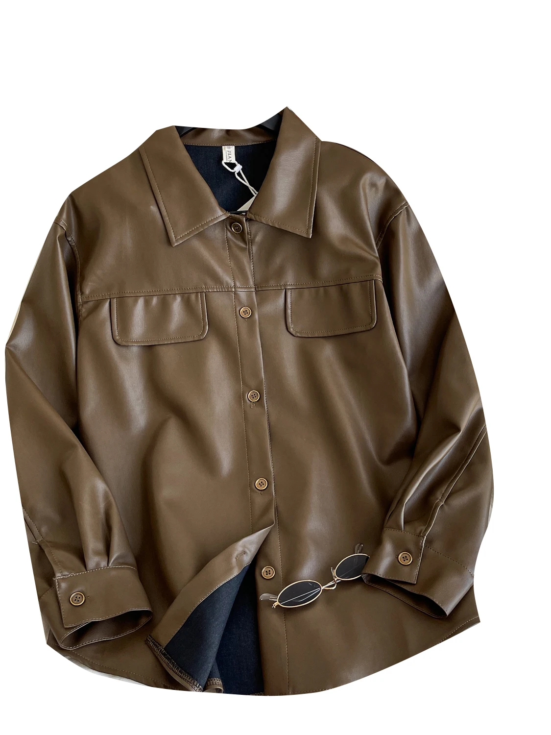 Jaet in pelle da donna allentata casual coreano Sle Faionable 2025 Nuovo design ket Dettagli Versatile Top pigro Sle