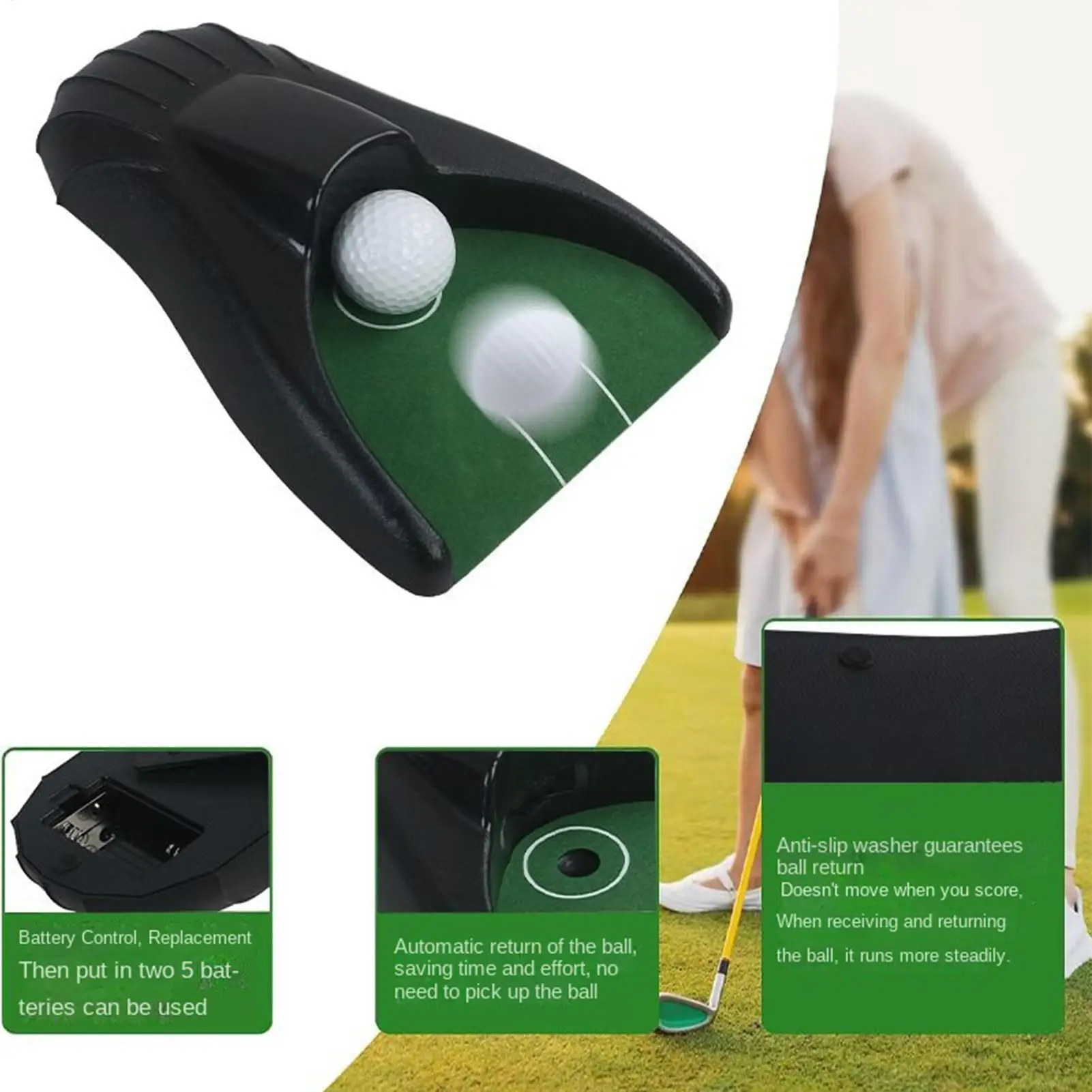 

Автоматический регулируемый тренажер для гольфа: симулятор паттинга с чашами для тренировок дома, в офисе, на улице, во дворе, на квартире