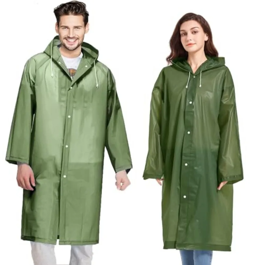 

COOY Rain Coats 2 Pack - Reusable EVA Rain Ponchos For Adults Rain Jackets Raincoats For Men Women
