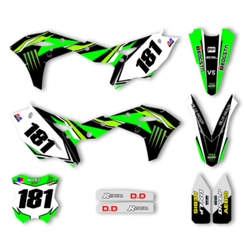 DSMTECH MOTOR Custom Team Motorcycle Graphics Decals Stickers Kits For KAWASAKI KXF250 KX250F KXF 250 2017 2018 2019 2020 010