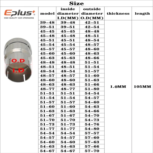Imagen 2 del producto Adaptador reductor Universal de acero inoxidable de varios tamaños, silenciador de tubo de escape para motocicleta y coche, conexión de tubo soldado de 39MM a 54MM