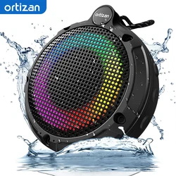 Altoparlante Bluetooth per doccia impermeabile Ortizan, altoparlante wireless portatile con audio HD, abbinamento TWS, luce LED, radio FM, galleggiante