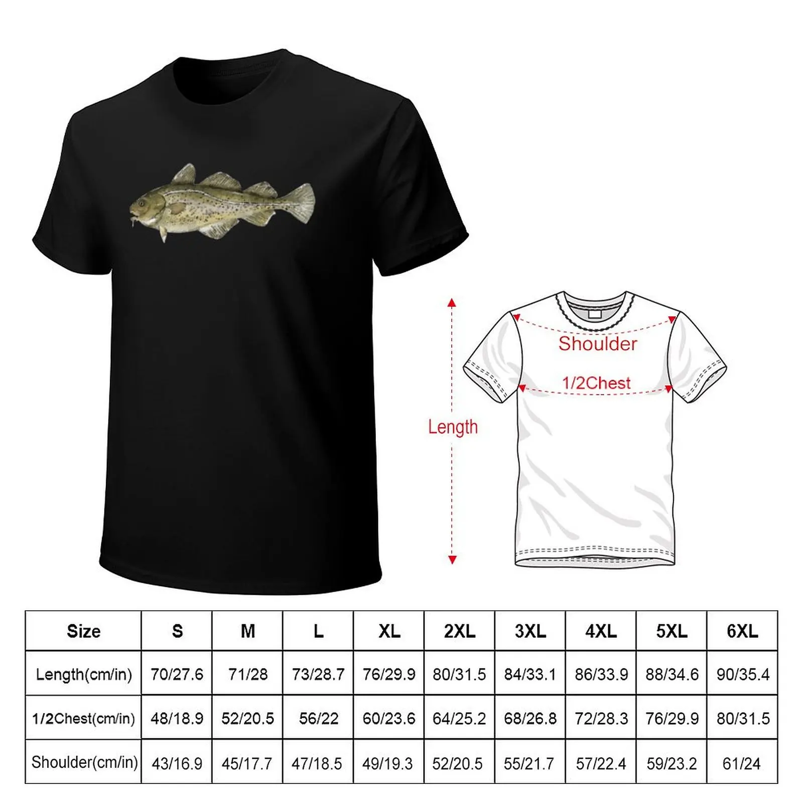 Atlantic Cod Fish Watercolor T-Shirt Basic Tee Shirt for Everyday Outfit