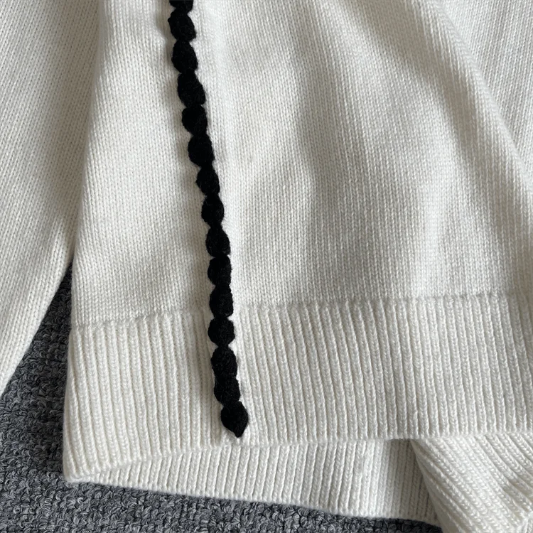 سترة نسائية محبوكة من Ele Long Sve مصنوعة من مزيج الصوف كاجوال فضفاضة تناسب طبقة قاعدة مستديرة Ne irt لربيع الخريف والشتاء #4