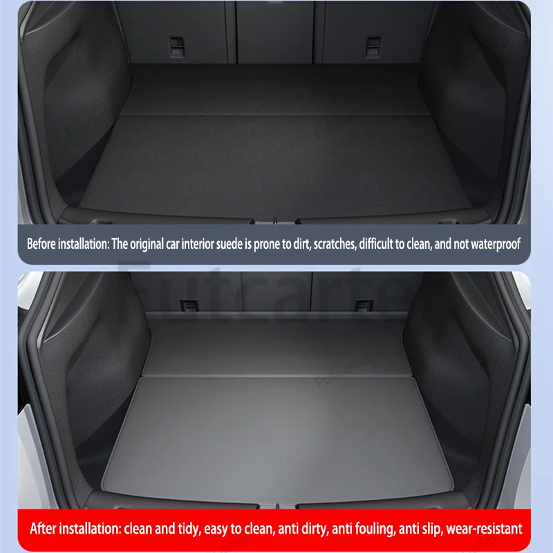 For Tesla New Model Y Juniper 2025 Leather Trunk Mats Rear Seat Back Protector Pad Backrest All Weather Liner Pet Anti-kick Pad