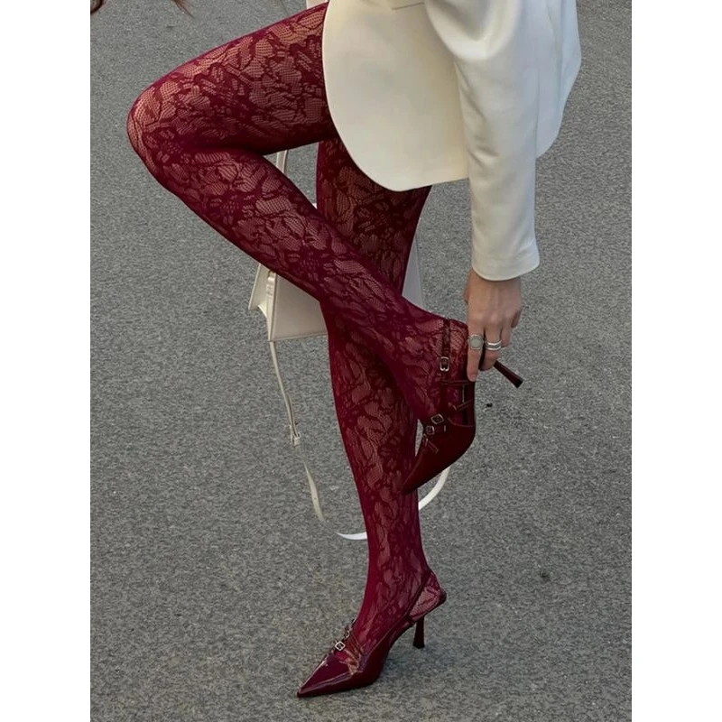 1Pair Women Floral Patterned Sheer Tights Summer y2k Party Stockings Pantyhose for Halloween Cosplay Party Streetwear #1