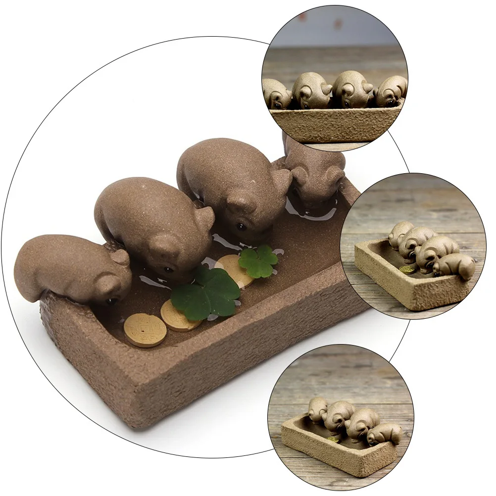 

1Pcs Purple Clay Buddha Decor Piggy Drinking Tea Pet Home Desktop Adornment Creative Piggy Drinking Desktop Adornment