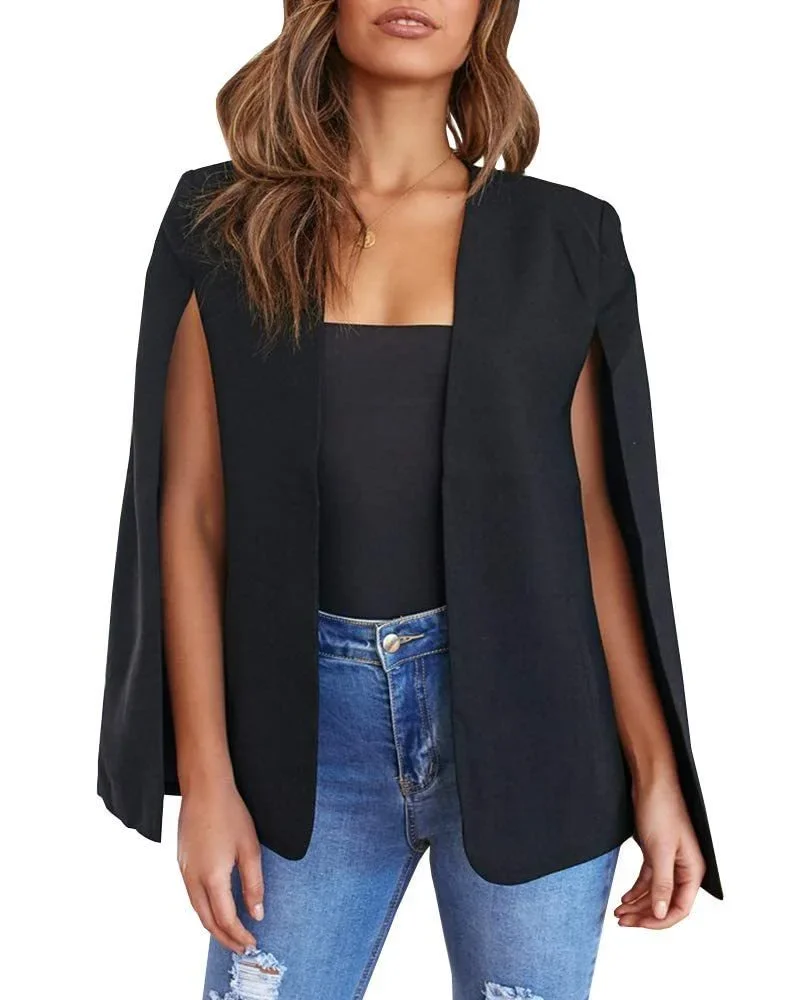 2024 Spring and Autumn Ladies Shawl Sleeve Jacket Solid Color Women's Fashion Trend Vest Slim Fit Small Suit Jacket