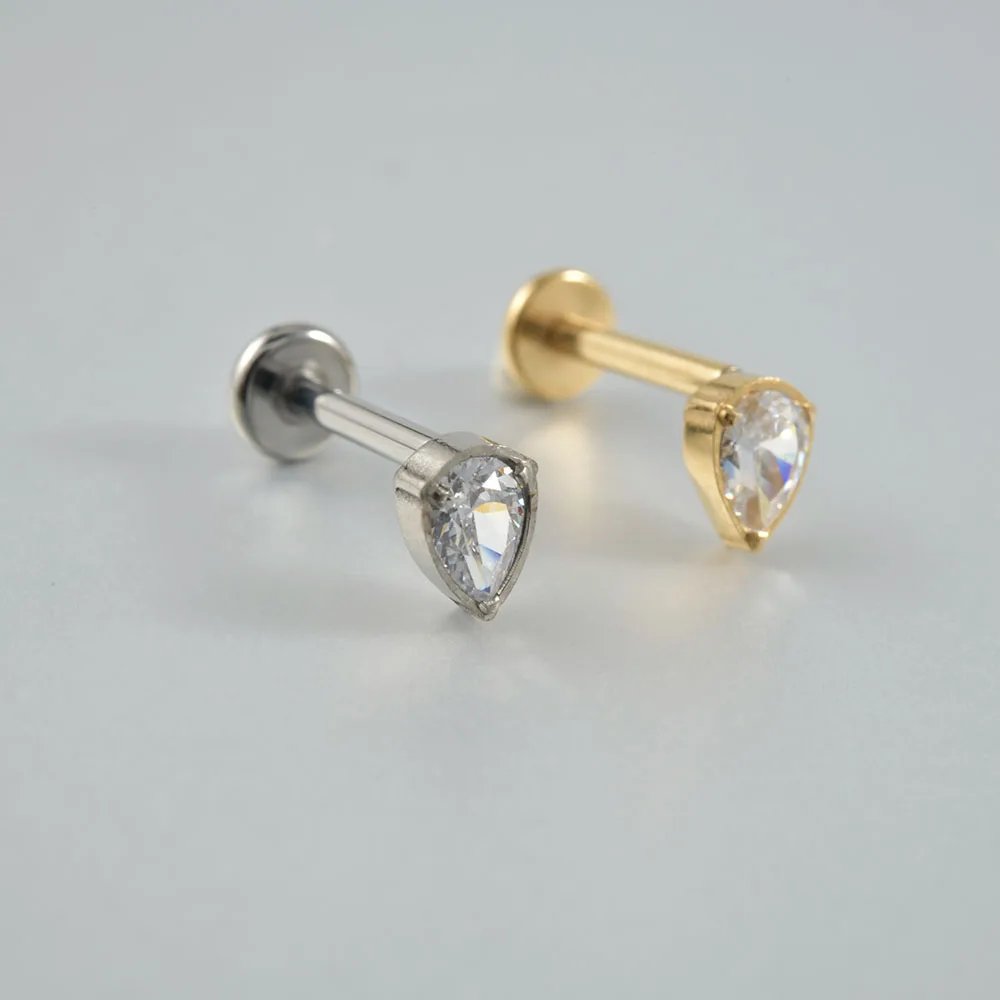 Women's Titanium CZ Ear Cartilage Labret Stud Earring