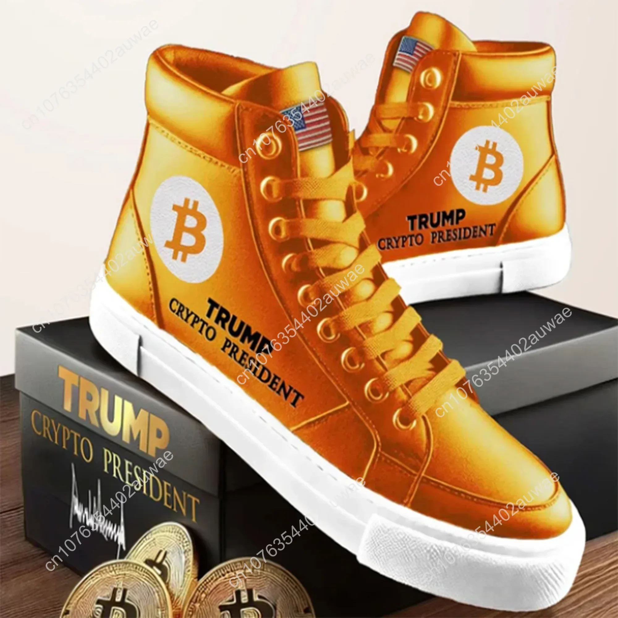 Bitcoin Orange Shoes 100% Top Quality Trump Sneakers Crypto President 2024 MAGA Never Surrender 45 47 Mens Casual Road Boots