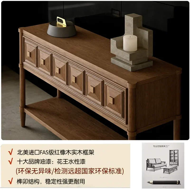 Retro Solid Wood High Column Bed Antique Master Bedroom Soft Double Fabric Bed American Style Advanced Carved Design