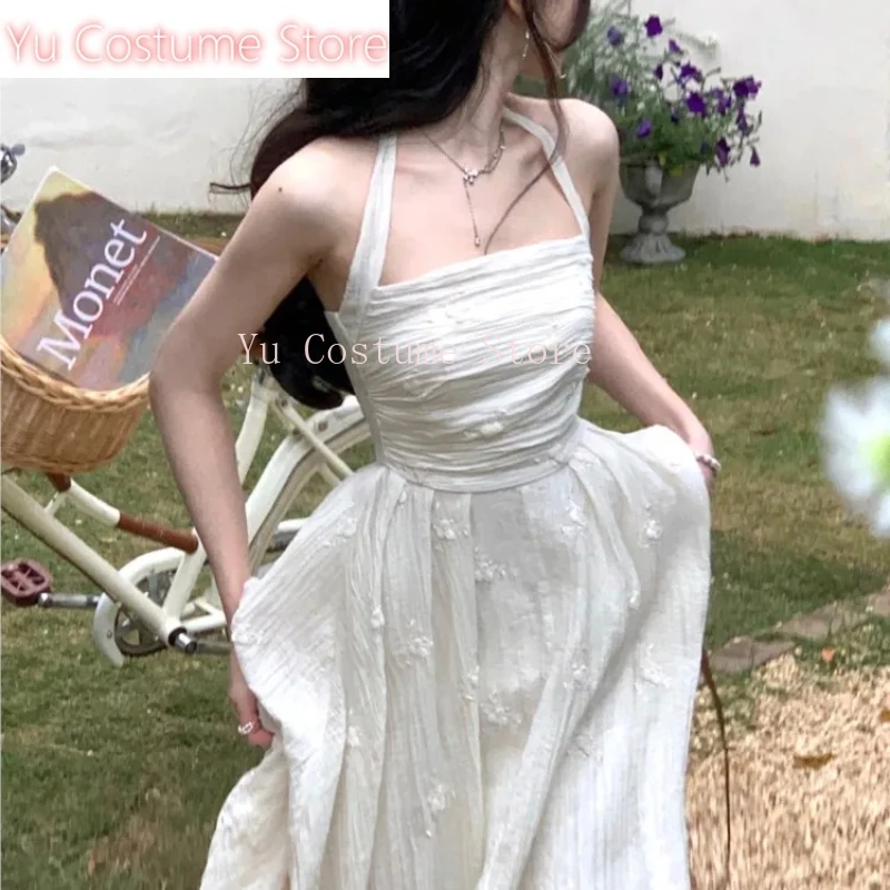 

Summer Yu Fashion Retro Evening Party Midi Dress Women Elegant Princess Embroider Vestidos Female Korean Design Slim Clothes