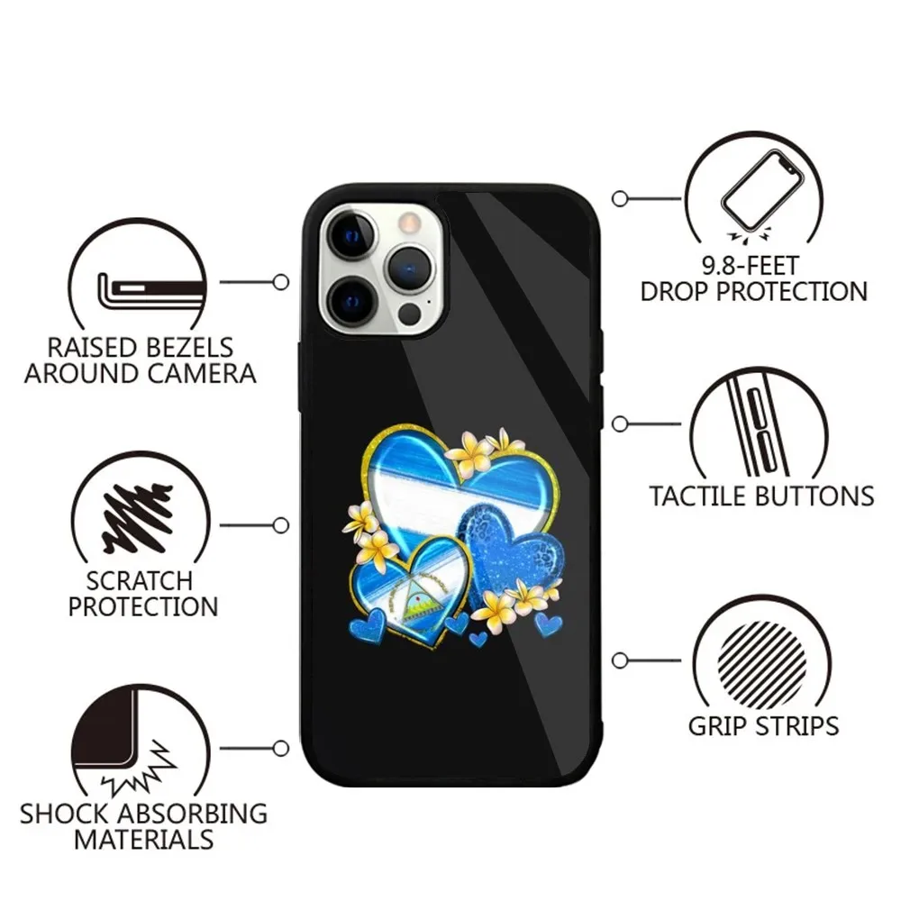 Nicaragua Flag Phone Case For iPhone 15,14,13,12,11,Plus,Pro,Max Mini Magsafe Magnetic Wireless Charging