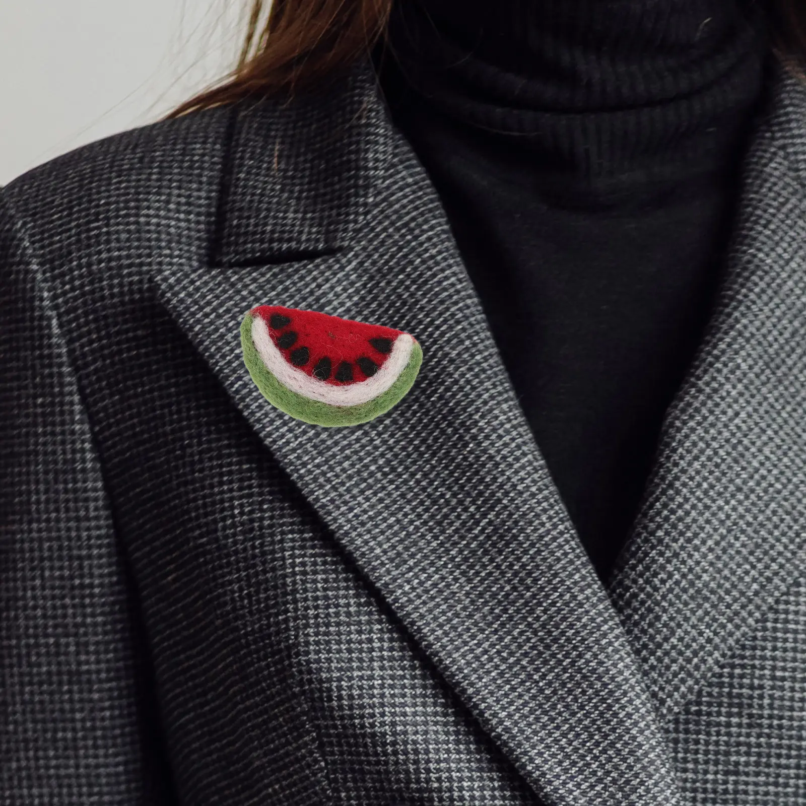5Pcs Wool Felt Watermelon Brooch Pin Cute Cartoon Fruit Lapel Badge Clip for Women Bag Hat Clothing Scarf Daily Outfits