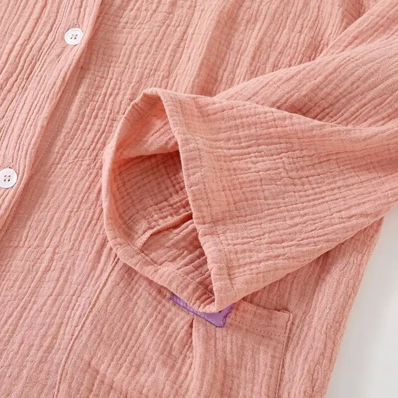 เสื้อคลุมอาบน้ำแบบมีฮู้ด แขนยาว ผ้าฝ้ายสองชั้น ทรงหลวม ติดกระดุม มีกระเป๋า ชุดนอนสำหรับคู่รัก ชุดอยู่บ้าน