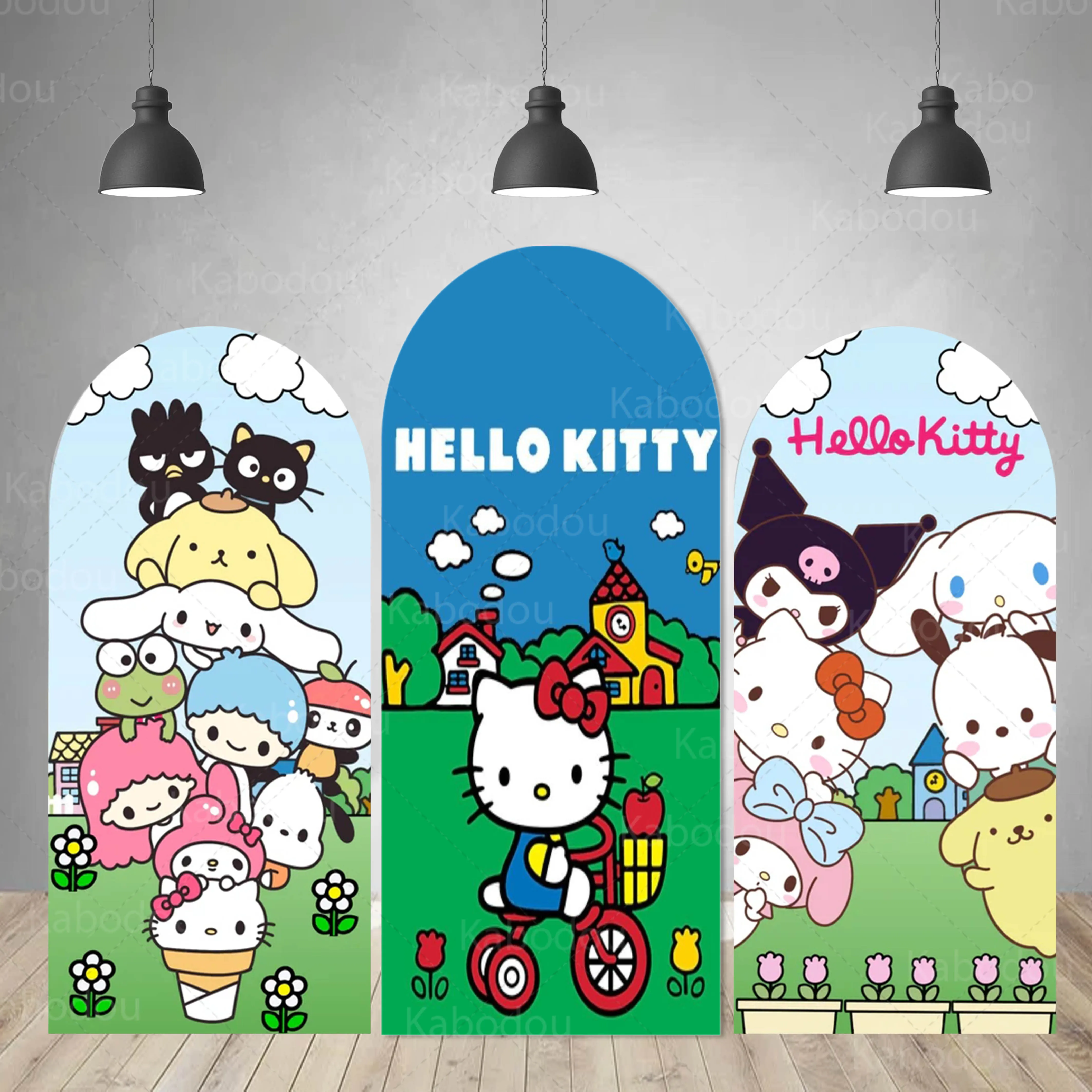 

Фотофон Hello Kittyy Doubleside с изображением арки для детей и девушек на день рождения Фотофон с котом реквизит из полиэстера для студийной фотосъемки