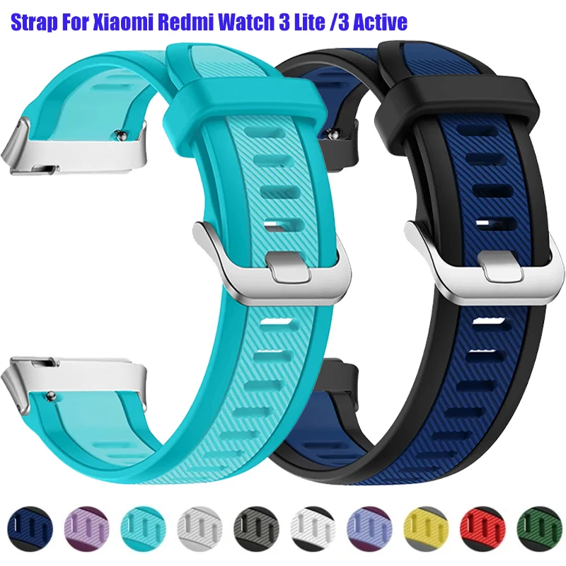 Sport Strap For Xiaomi Redmi Watch 3 Lite /3 Active Two-color Silicone Strap For Redmi Watch 3 Adjustable Bracelet Replacement
