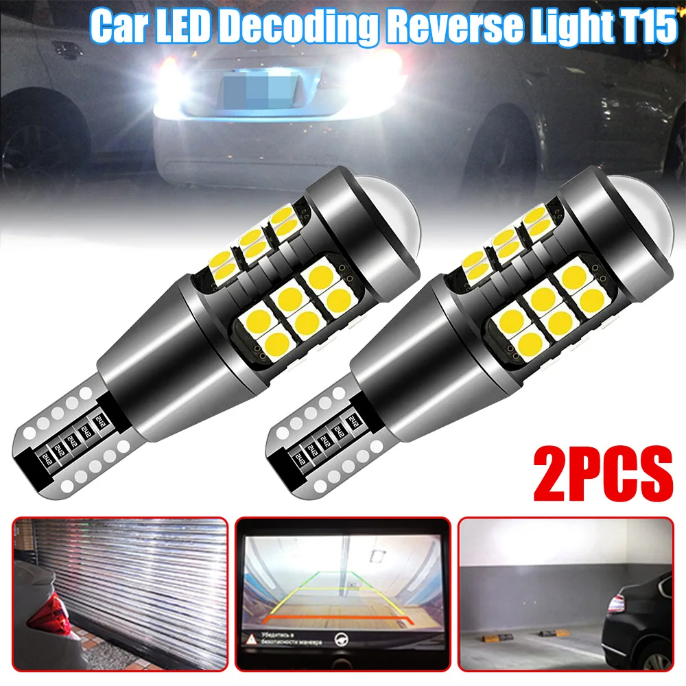 

2pc Super Bright T15 White LED Bulb Canbus Car Light 27*3030SMD No Error For Rear Backup Reverse Lamp Tail Signal Brake Light