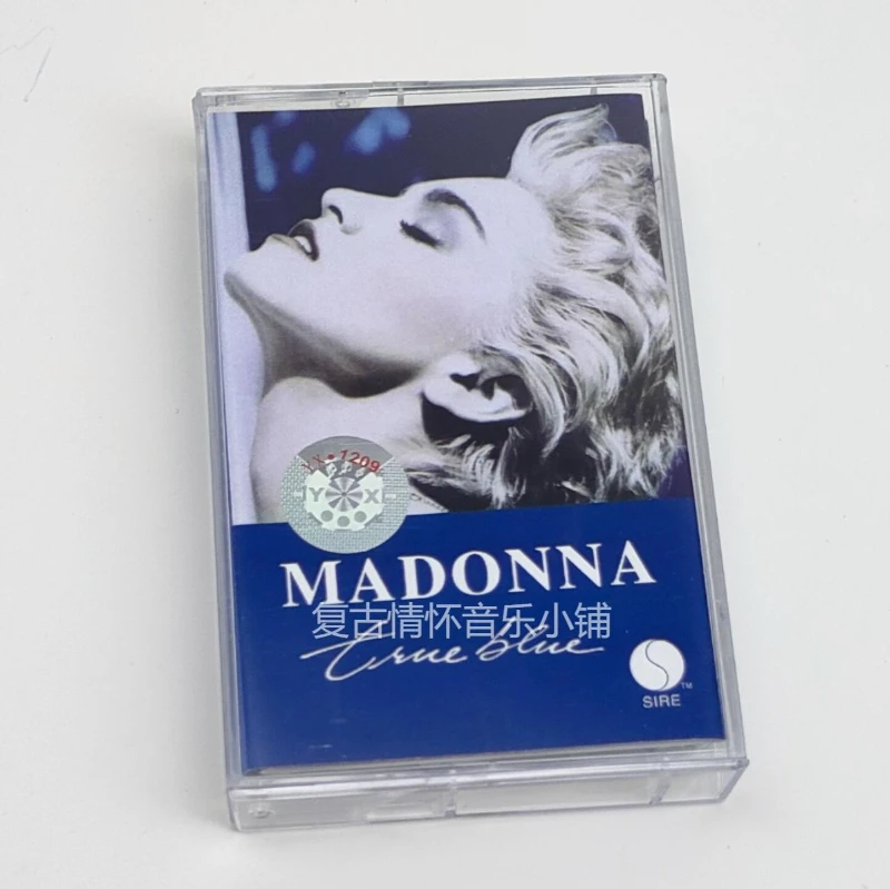 Klasyczna kasetka muzyczna Madonna Ciccone, album True Blue, kasety, cosplay, Walkman, magnetofon, dźwięk samochodowy, pudełko, muzyka na imprezę, kolekcja muzyki. — zdjęcie 3