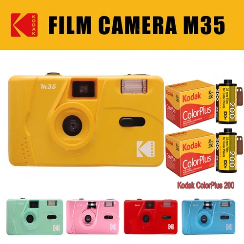 Máquina de película no desechable Kodak M35 Kodak Film Camera con flash opcional Kodak ColorPlus 200 películas Kodak a color de 35 mm