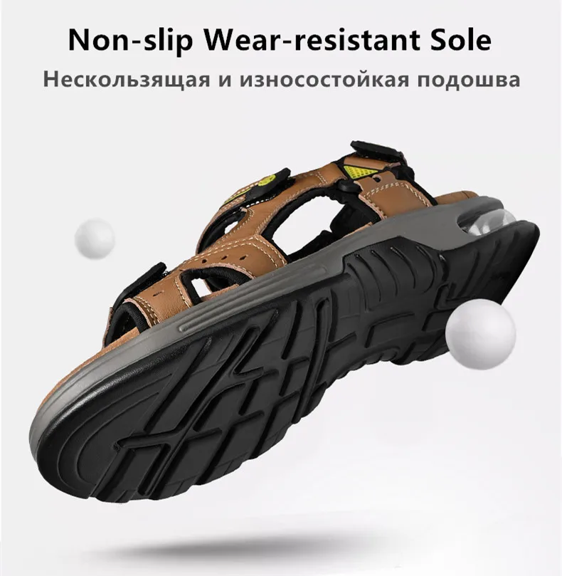 Neue Sommer Echtes Leder Männer Sandalen Mode-Design Atmungsaktive Casual Schuhe Männer Weichen Boden Outdoor Strand Sandalen Große Größe 46 – Detail 10