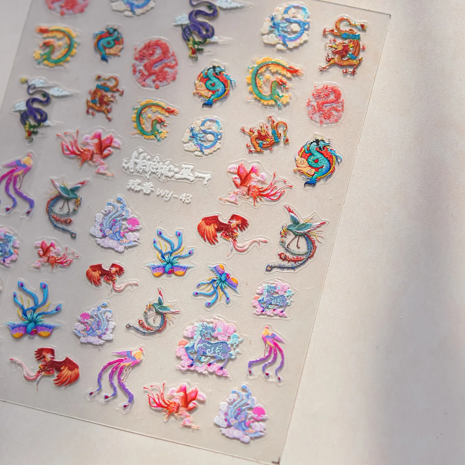 Magpie Branch Bird Peach Blossom Pink Flowers Petal Charming Blue Butterfly 5D Nail Art Sticker Soft Adhesive Manicure Decal DIY