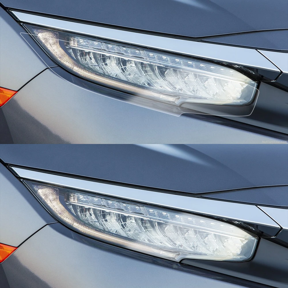 For Honda Civic 10th 11th 2016-2026 Smoke Black Car Headlight Protective Film TPU PPF Vinyl Film Pre-cut Anti-Scratch Custom Fit