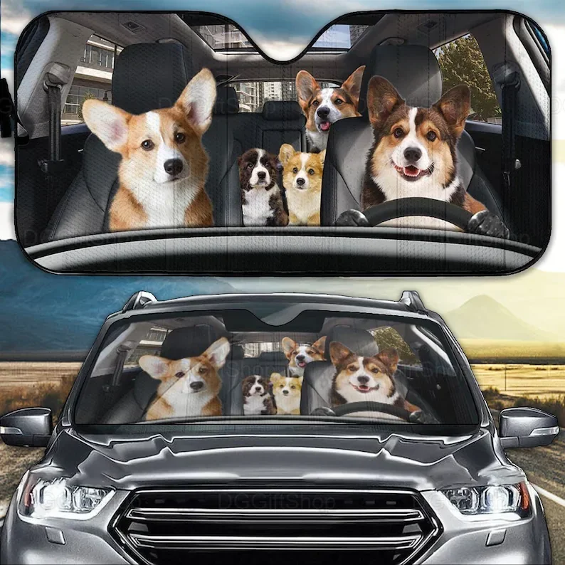 

Welsh Corgi, солнцезащитный козырек для семейного автомобиля, аксессуары Corgi для автомобиля, домашний декор, подарки для любителей собак