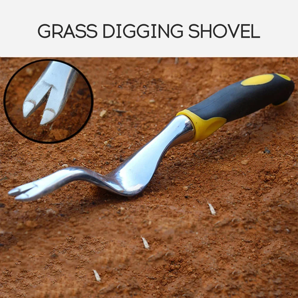 Magnesium Aluminum Grass Digging Vegetables Loose Soil Rooting Device Transplant Seedling Manual Weeding Tool Shovel Rubber