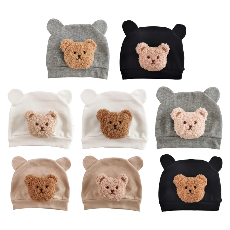 Korean Baby Hat Cartoon Plush Bear Ears Caps Newborns Bonnet Trendy Pullover Hats Infant Shower Gift