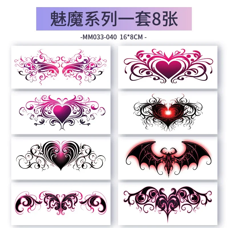 8Pcs Set Sexy Succubus Totem Temporary Tattoo for Women Abdomen Tattoo Art Waterproof Tattoo Lasting Sticker Tatuajes Temporales