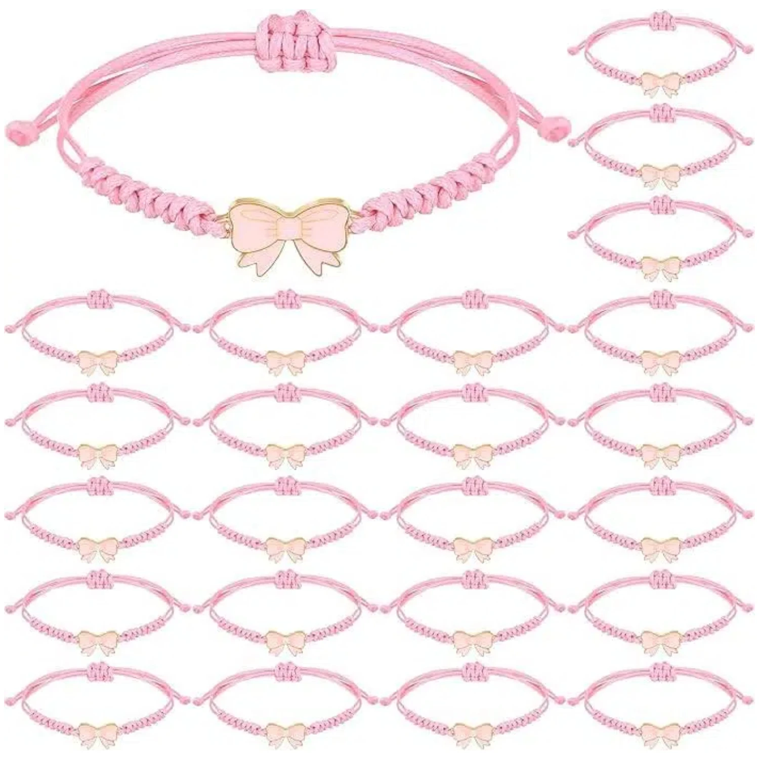 Kokette Schleife Geflecht Schnur Armbänder Geschenk Bulk Cheerleader verstellbare Schnur Seil geflochtene Geburtstag Party Gastgeschenk