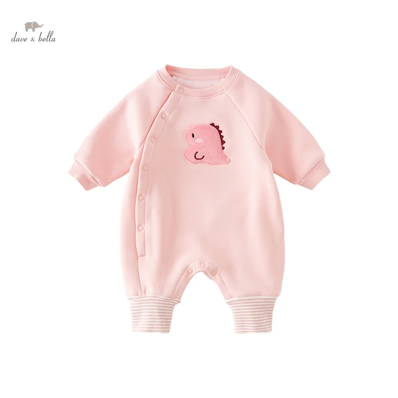 Dave Bella Baby Jumpsuit Creeper Bodysuit for Newborns 2023 Autumn Winter New Boys Girls Plush Romper Cartoon Lovely DB4237350