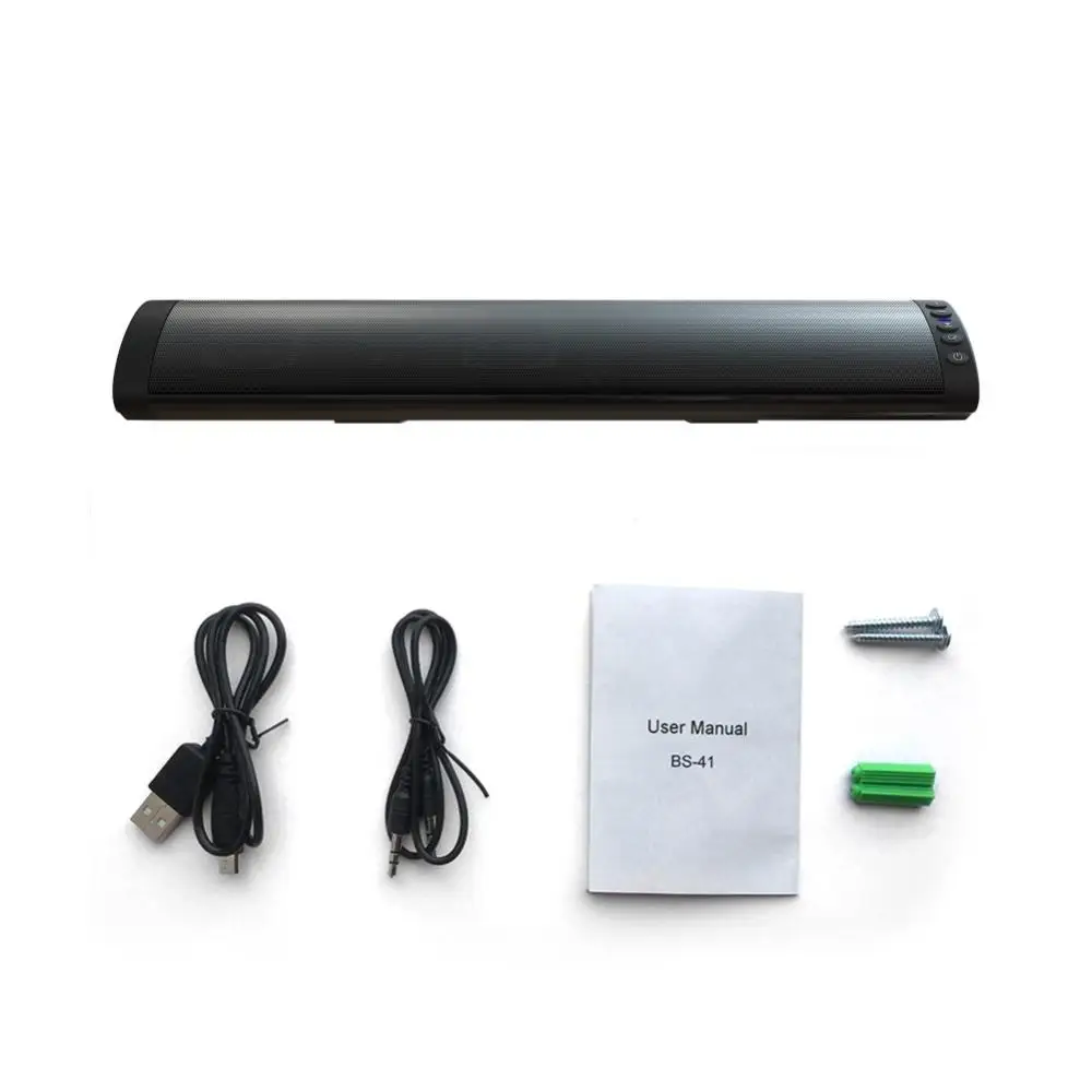 BS-41A Wall Mounted Bluetooth Speaker Multifunctional TV Bar Speaker Portable Wireless Subwoofer Home Theater Sound System TF FM