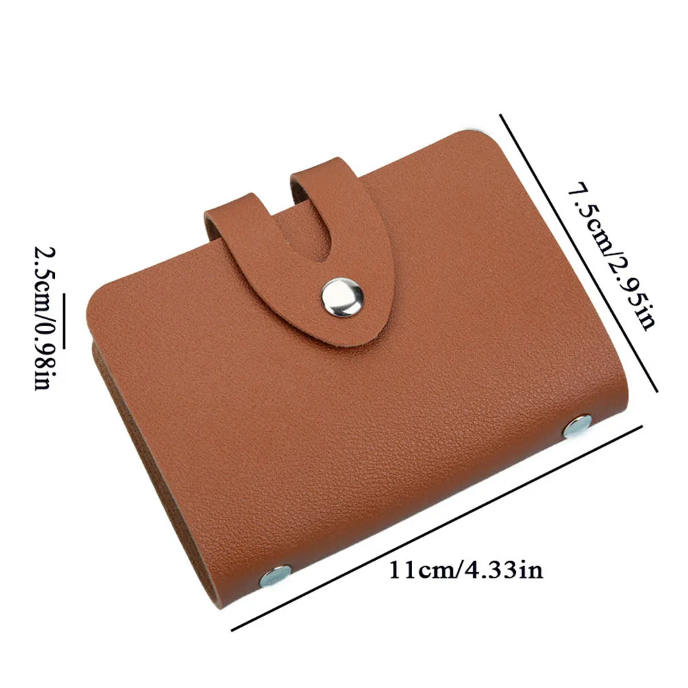 24 Slots Card Bag Card Solid Color Pouch Business ID Card Storage PU Credit Bank Card Protective Cover Buckle Card Holder