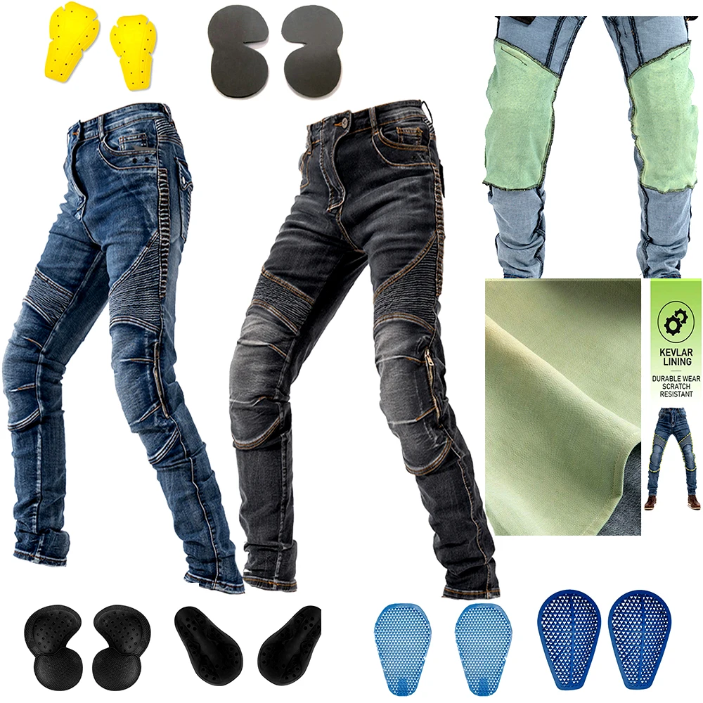 

LOMENG Motorcycle Riding Jeans Motorbike Motocross Pants Protective Trousers Safety CE Knee Hip Removable Armored for Men LMPM01