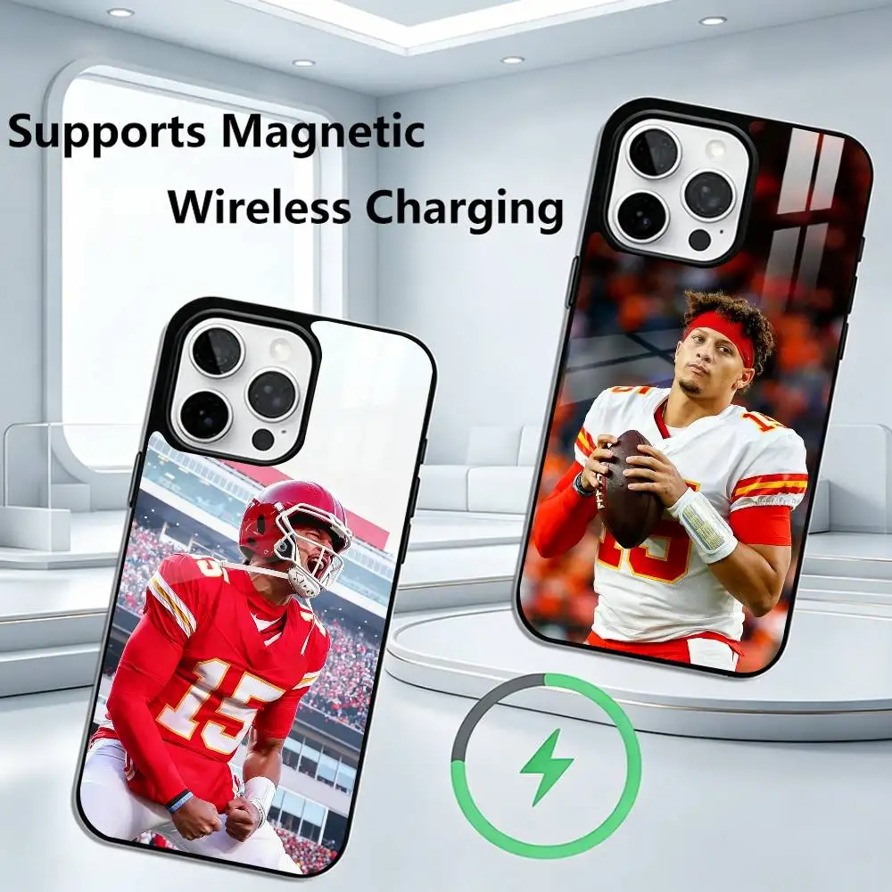 

American Football Patrick Mahomes Phone Case For iPhone17,16,15,14,13,12,11 Plus,Pro Supports Magnetic Wireless Charging