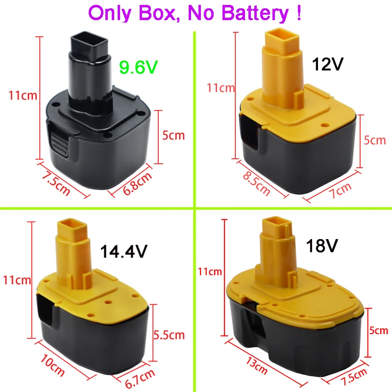 NI-CD NI-MH Battery Plastic Case Box Shell For Dewalt 9.6V 12V 14.4V 18V Nickel Cadmium Nickel Metal Hydride Cell Housings