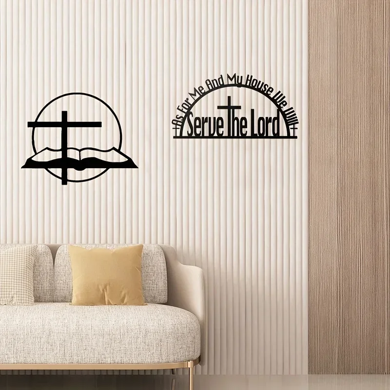 

Cross & Bible Metal Wall Signs Iron Art Wall Hanging Decor Decals Home Decoration Study Living Room Easter Wedding Decor Home D