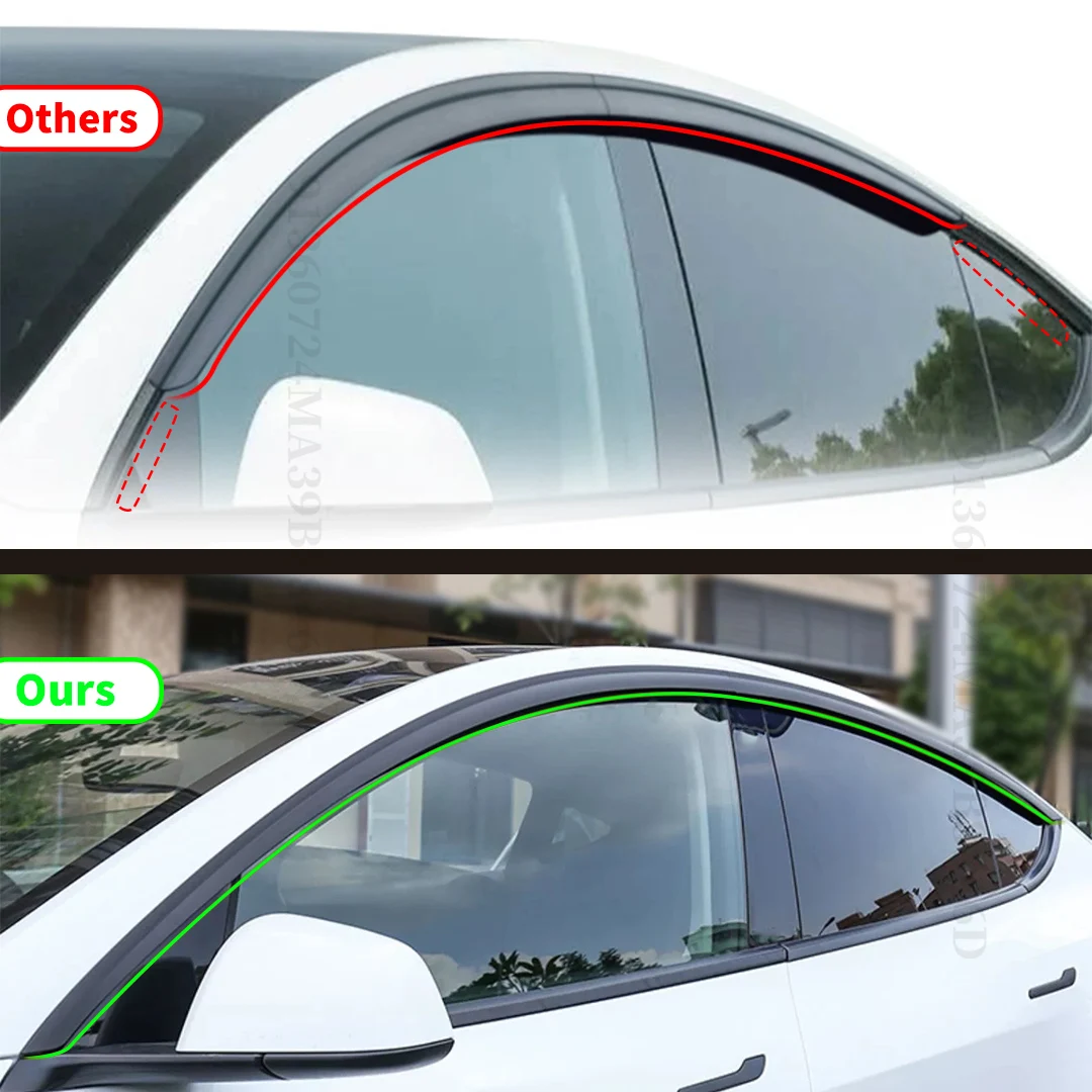 Per Tesla Model Y 2019-2023 Refit Tuning Accessori Trim Decorazione 4PCS Finestra Visiere Ombra Vento Deflettore Pioggia Guard fronte