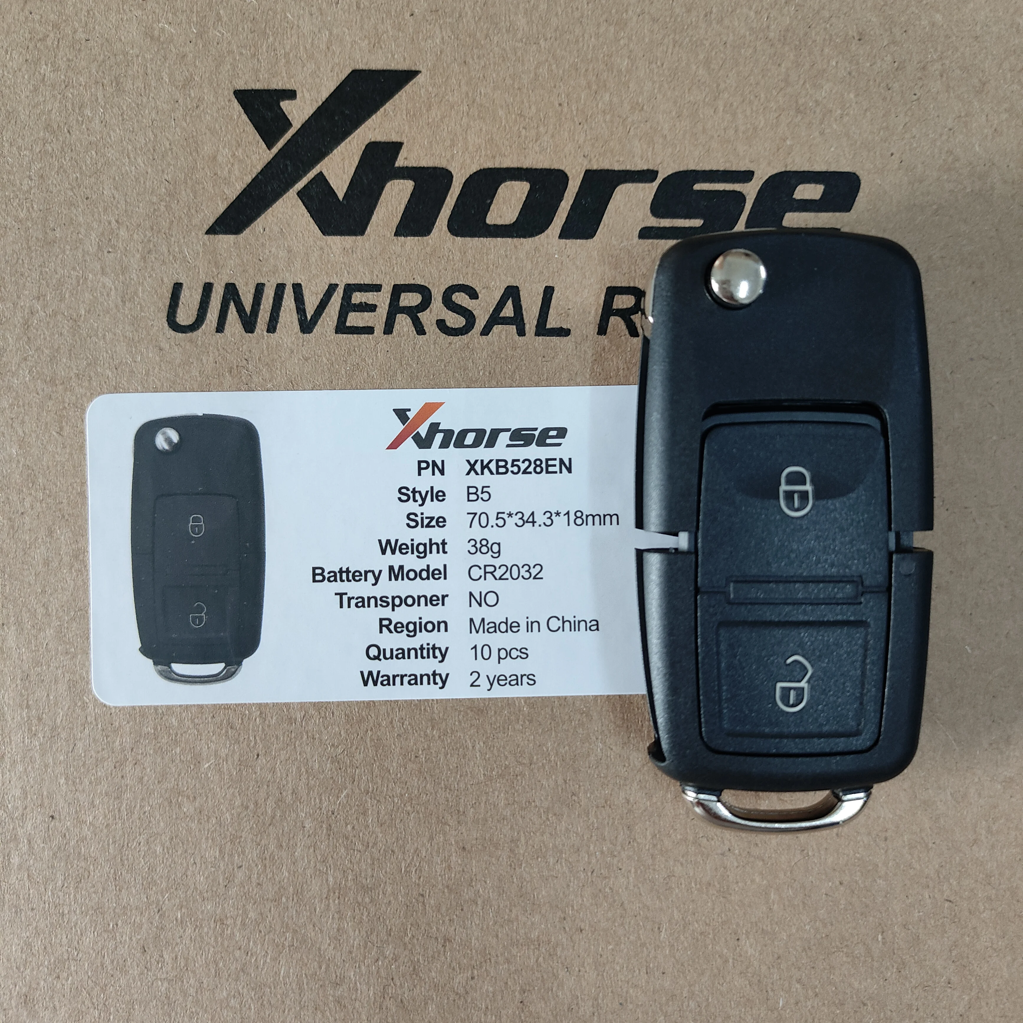 3PCS XHORSE XKB528EN/XKB508EN Wire Universal Remote Key B5 Style 2 Buttons for VVDI Key Tool, VVDI2(English Version)