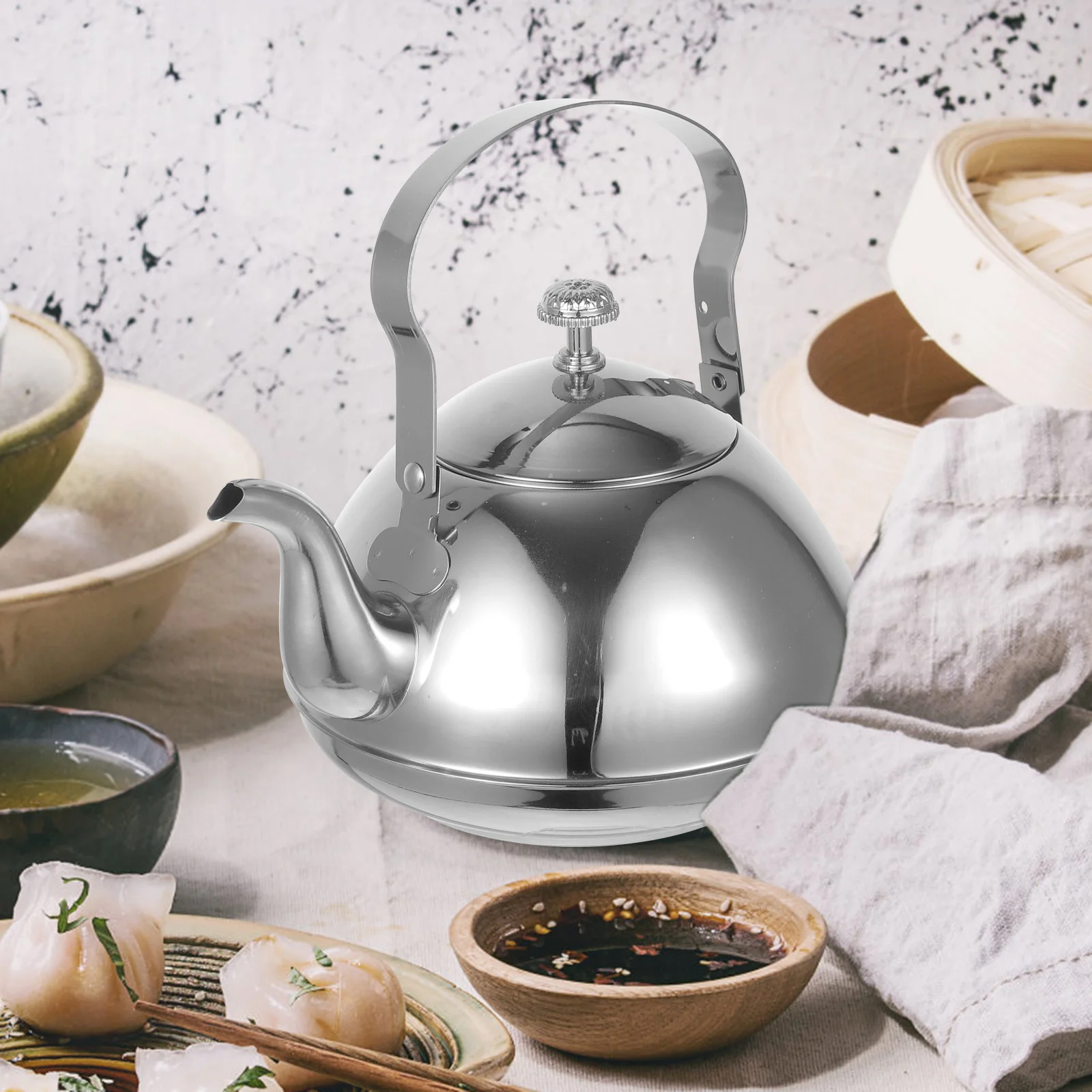 

1pc Thickened Stainless Steel Teapot With Infuser Household Kitchen Tea Kettle For Induction Cooker Water Kettle Daily